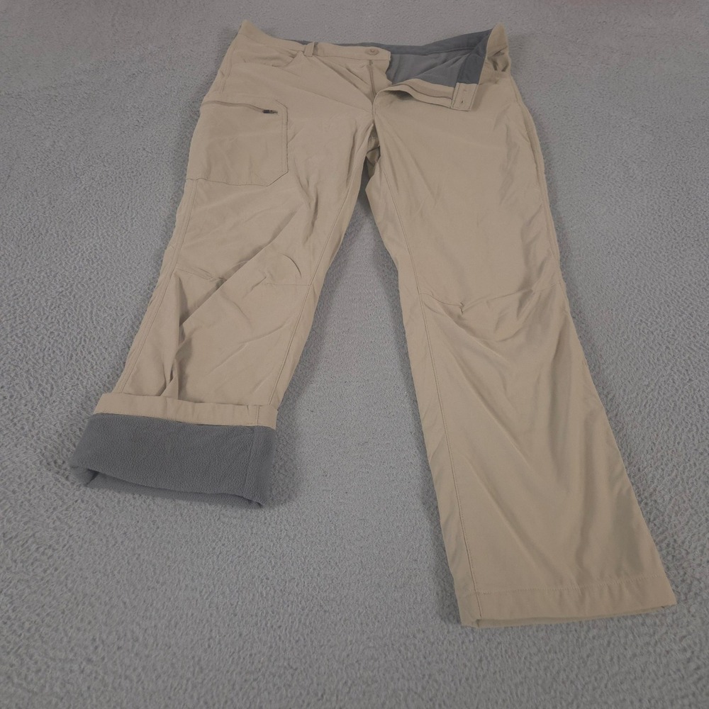 Eddie Bauer Pants Mens 40x32 Tan Rainier Straight Leg Fleece Lined Casual Warm